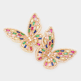 CZ Stone Butterfly Evening Earrings