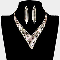 Rhinestone Pave V-Shape Collar Necklace