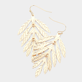 Metal Leaf Dangle Earrings