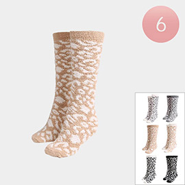 6PAIRS - Leopard Socks