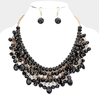 Clear Faceted Beaded Collar Necklace