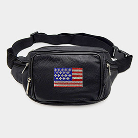 Bling American USA Flag Fanny Pack / Belt Bag / Sling Bag