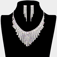 Crystal Rhinestone Fringe Collar Necklace