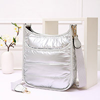 Solid Quilted Shiny Puffer Crossbody Bag