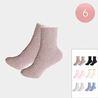 6Pairs - Solid Color Luxury Soft Socks with Color Edge