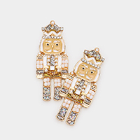 Enamel Stone Embellished Nutcracker Earrings