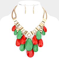 Christmas Theme Stone Embellished Statement Necklace