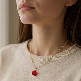 18K Gold Dipped Christmas Gift Bow Pendant Necklace