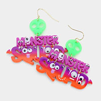 Monster Squid Message Acetate Dangle Earrings