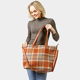 Plaid Check Weekend Tote Bag