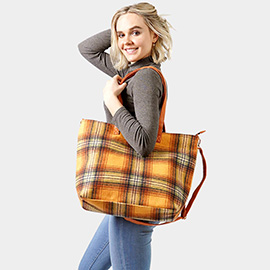 Plaid Check Weekend Tote Bag