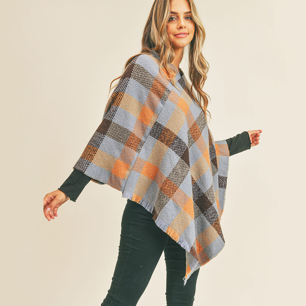 Multi Color Checker Poncho