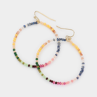 Faceted Beads Open Circle Dangle Earrings