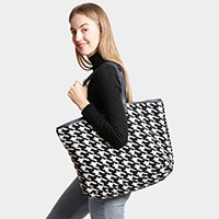 Houndstooth Patterned Tote Bag