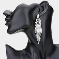 Rhinestone Pave Fringe Evening Earrings