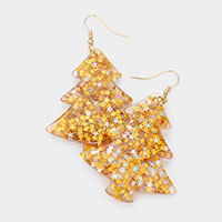Bling Acetate Christmas Tree Dangle Earrings 