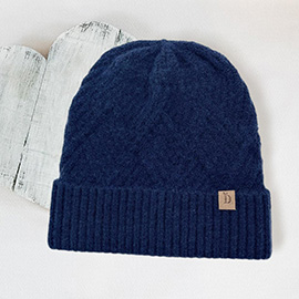 Textured Knit Cuff Beanie Hat