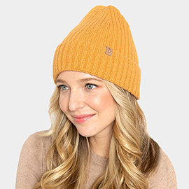 Solid Ribbed Cuff Beanie Hat