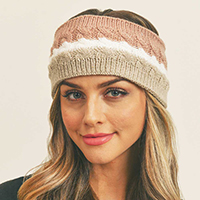Triple Colored Cable Knit Fleece Headband