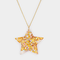 Glittered Star Pendant Necklace