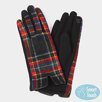 Plaid Check Patterned Touch Smart Gloves