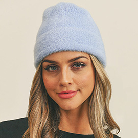 Fuzzy Solid Beanie Hat