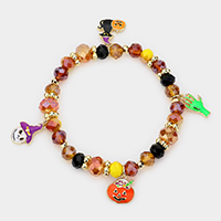 Halloween Theme Charms Faceted Beads Stretch Bracelet