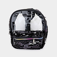 Sequin Rainbow Zipper Transparent Mini Backpack