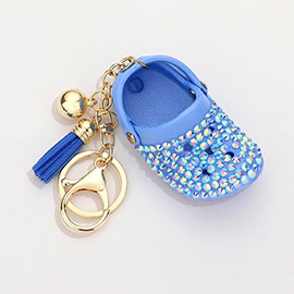 Bling Rubber Shoe Tassel Bell Keychain