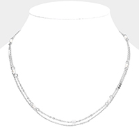 Pearl Accented Double Layered Necklace