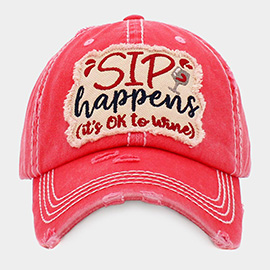 SIP HAPPENS ITS OK TO WINE Vintage Baseball Cap