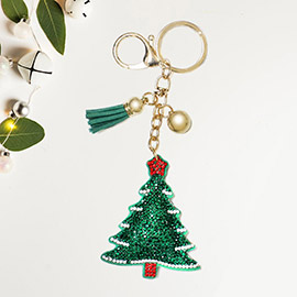 Bling Christmas Tree Tassel Keychain