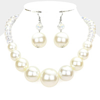 Faceted Beaded Chunky Pearl Necklace