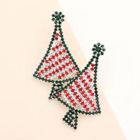 Rhinestone Pave Christmas Tree Earrings
