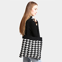 Houndstooth Knit Tote Bag