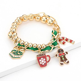 2PCS - Christmas Theme Enamel Charm Stretch Bracelets