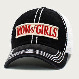 MOM OF GIRLS Message Mesh Back Baseball Cap