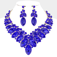 Marquise Stone Cluster Embellished Evening Necklace