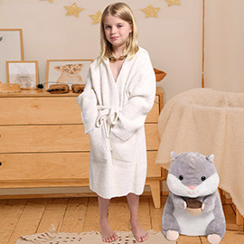 Kids Solid Color Hooded Cozy Robe