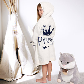Kids Prince Print Hooded Cozy Robe