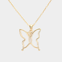 Metal Cut Out Butterfly Pendant Necklace