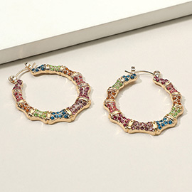 Rhinestone Pave Bamboo Pin Catch Earrings