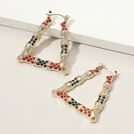 Rhinestone Pave Bamboo Pin Catch Earrings