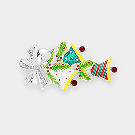 Enamel Christmas Bell Pin Brooch