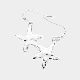 Hammered Metal Starfish Dangle Earrings