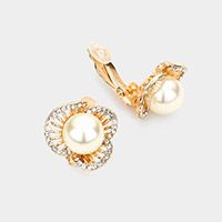 Pearl Evening Clip On Earrings