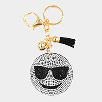 Bling Sunglass Emoji Face Tassel Keychain