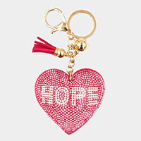 Bling HOPE Message Heart Tassel Keychain