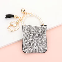 Bling Pearl Handle Bag Tassel Keychain