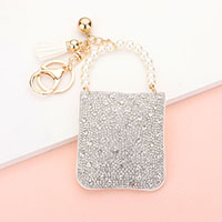 Bling Pearl Handle Bag Tassel Keychain